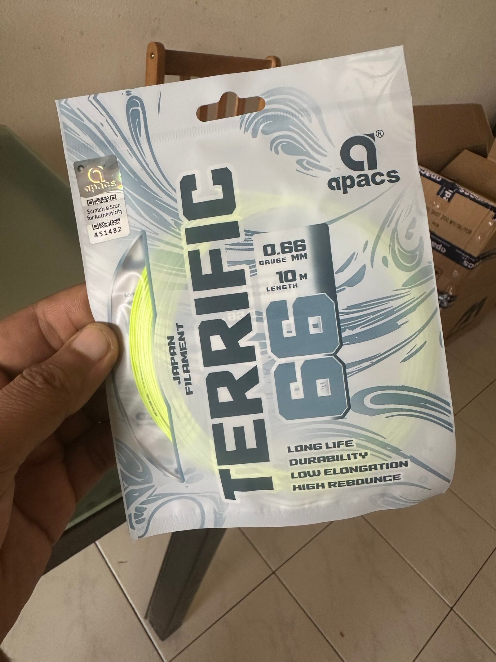 APACS TERRIFIC 66 BADMINTON  STRING – HIGH REPULSION, EXCELENT CONTROL & DURABLE PERFOMANCE | BEST PRICE IN BANGLADESH