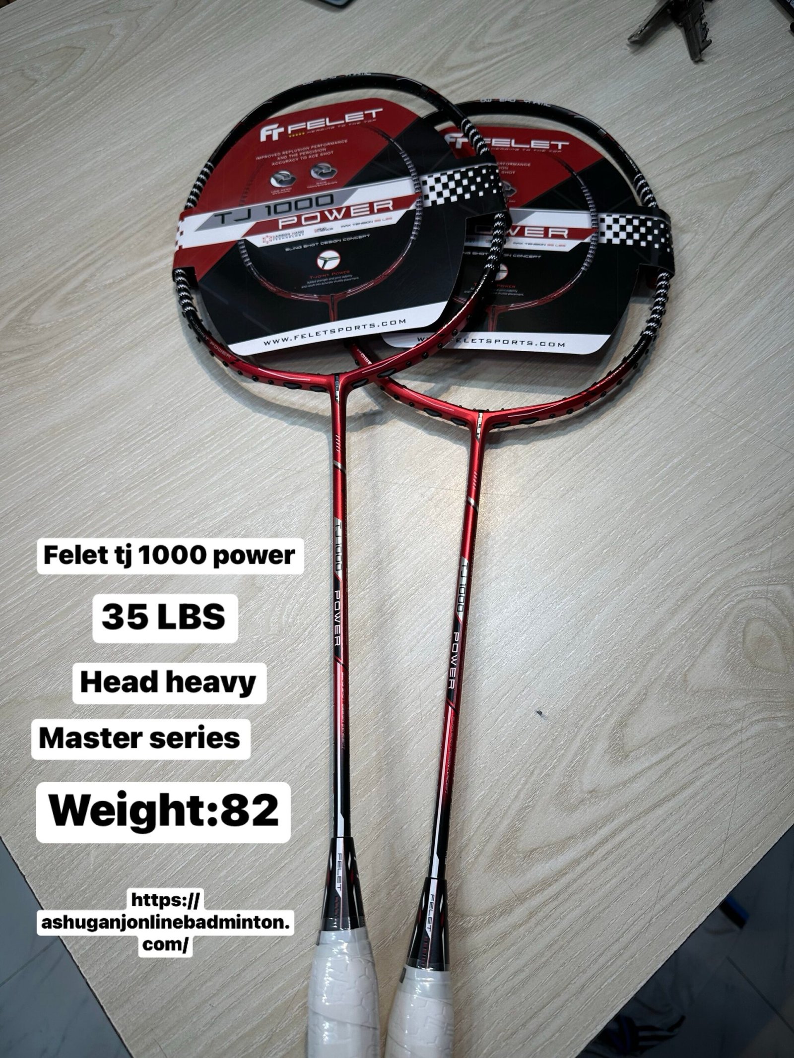 FELET TJ 1000 POWER RED BADMINTON RACKET (4U-G1) 82 GRAM| BEST BADMINTON RACKET IN BANGLADESH